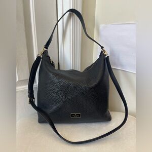 kate spade Black Pebbled Leather Shoulder Hobo .